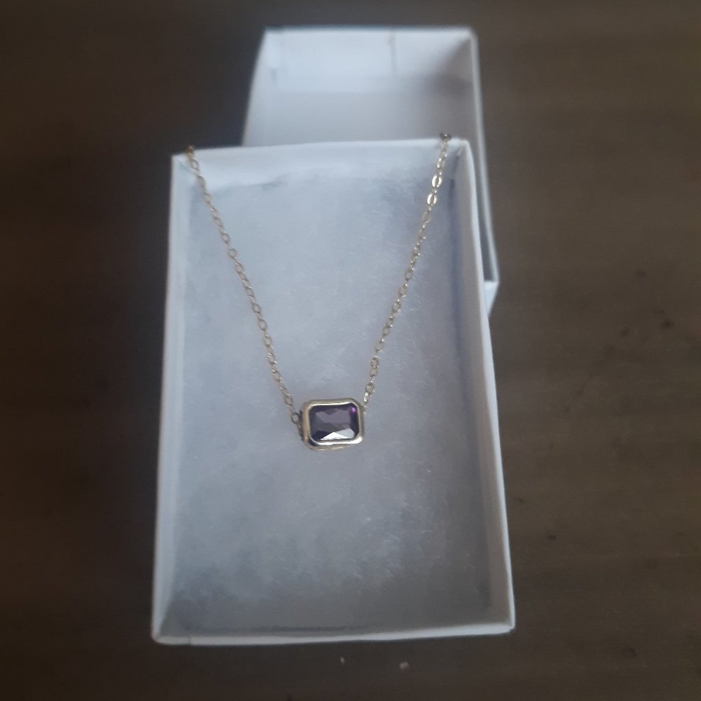 Gold over sterling silver genuine amethyst necklace